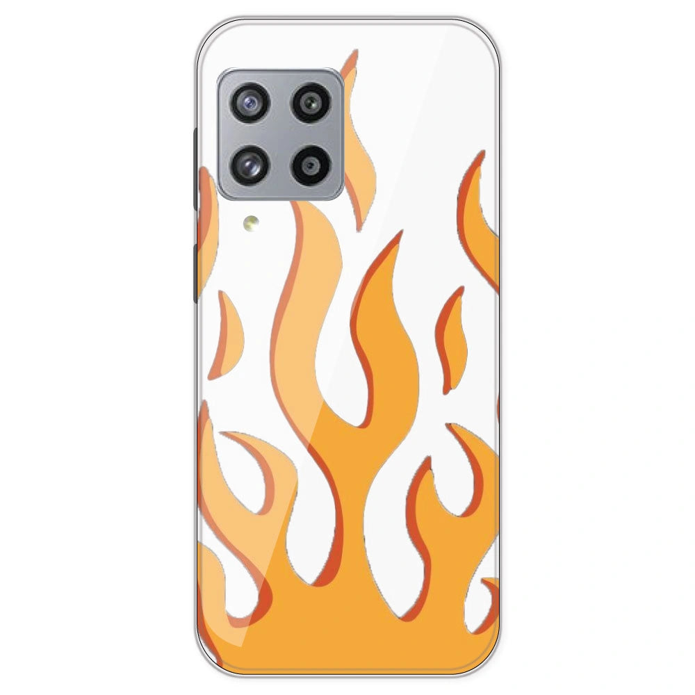 Orange Flames - Clear Printed Silicone Case For Samsung Galaxy M42