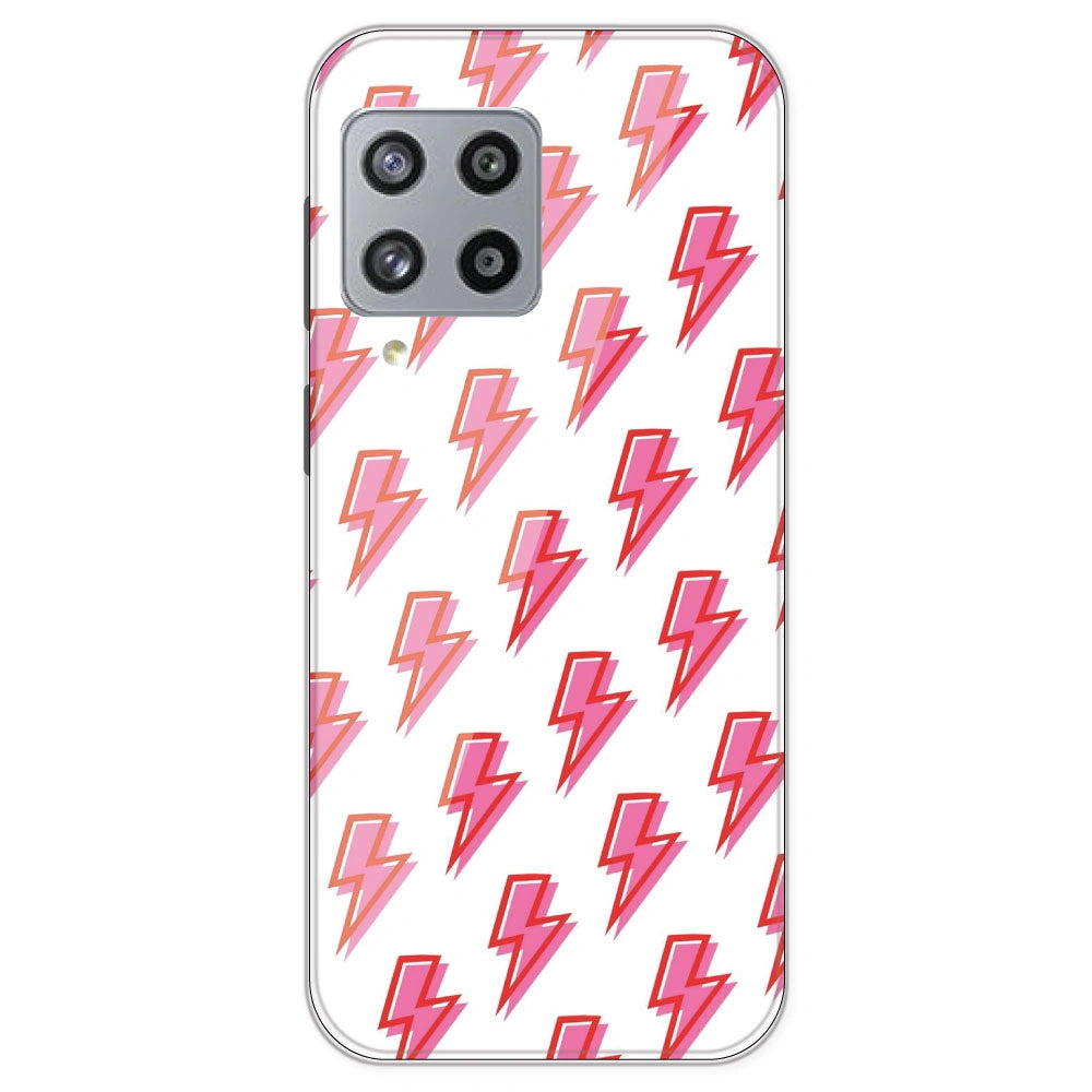Pink Lightning Bolts - Clear Printed Silicone Case For Samsung Galaxy M42