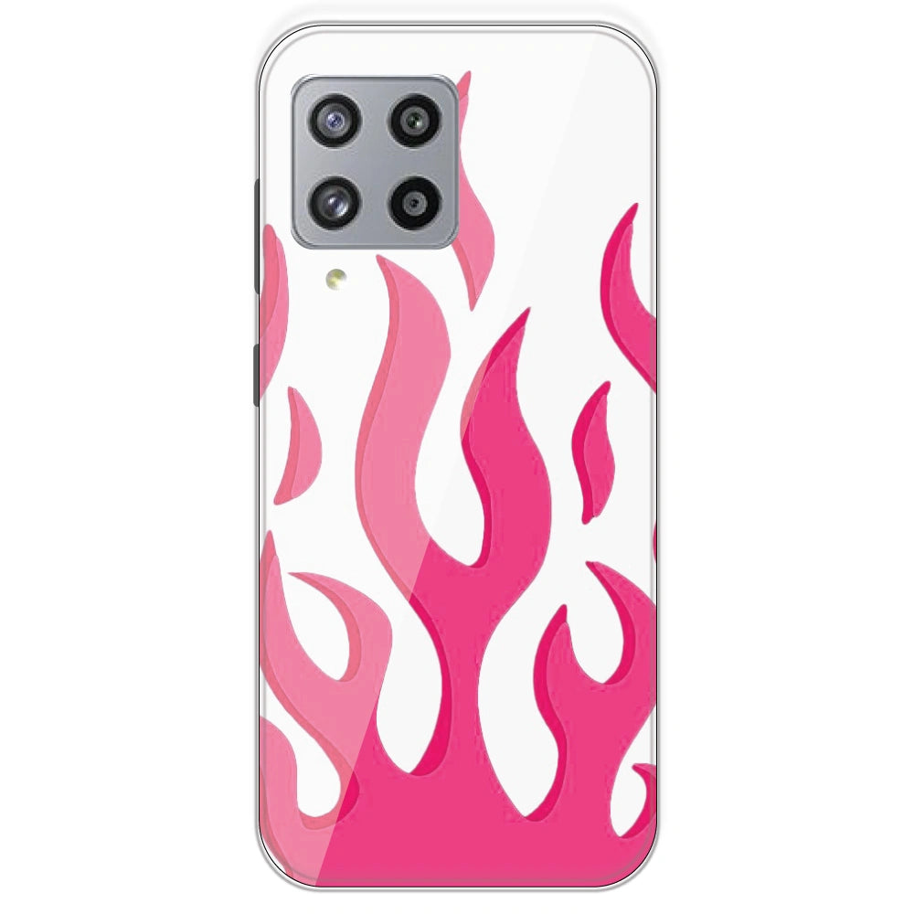 Pink Flames - Clear Printed Silicone Case For Samsung Galaxy M42
