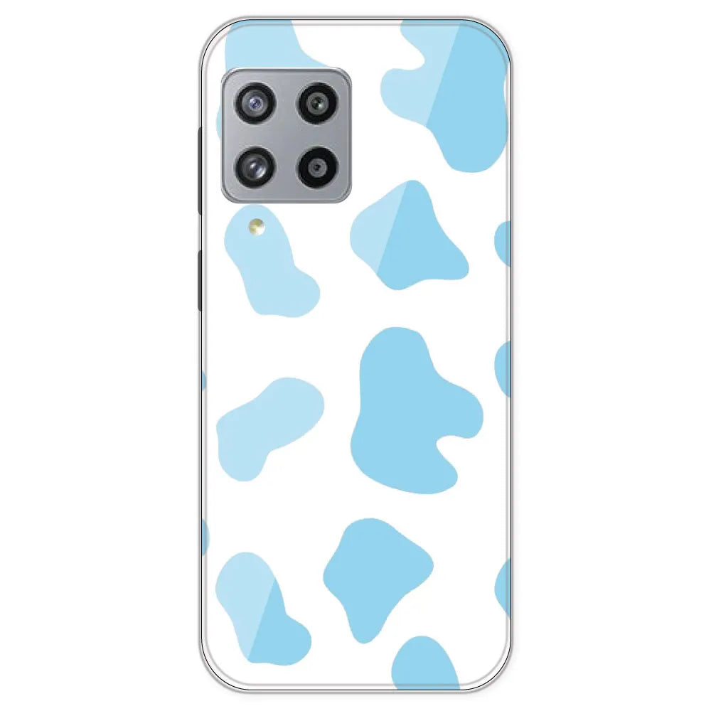 Blue Cow Print - Clear Printed Silicone Case For Samsung Galaxy M42