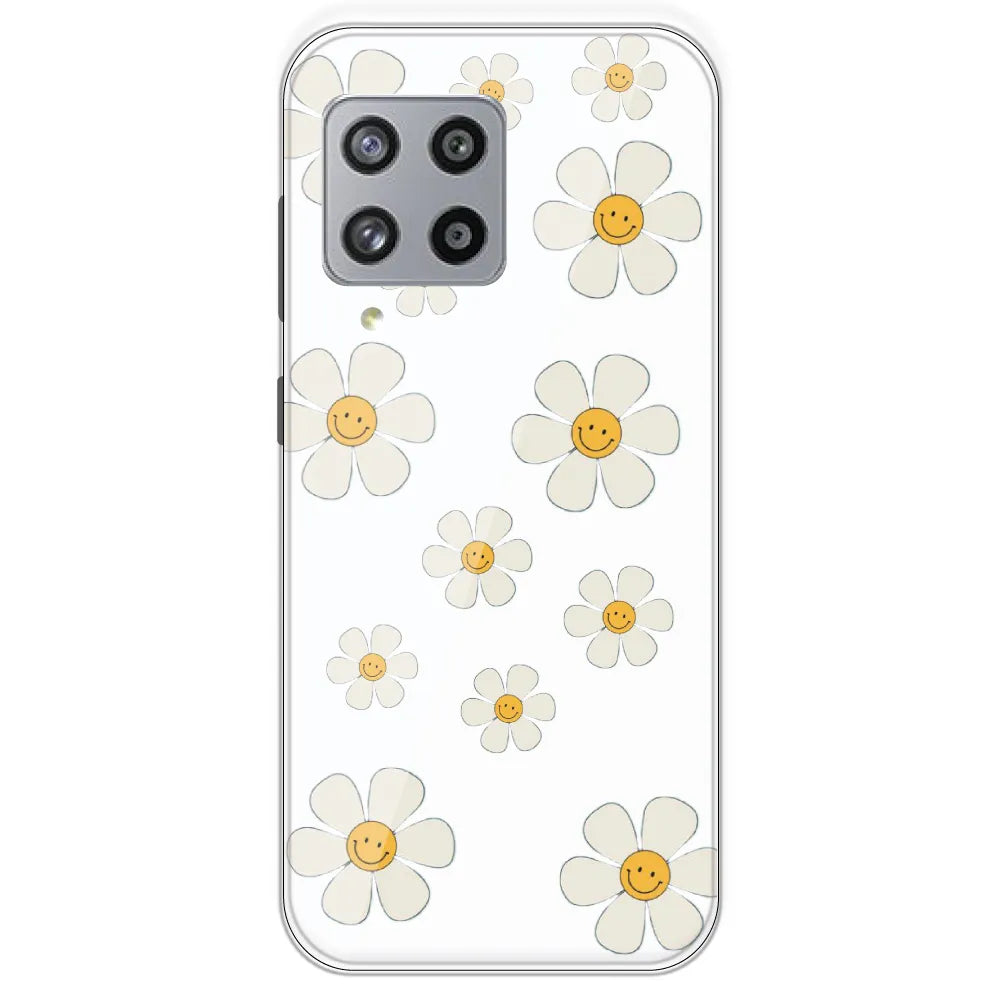 Smile Flowers - Clear Printed Silicone Case For Samsung Galaxy M42