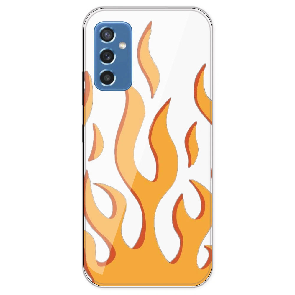 Orange Flames - Clear Printed Silicone Case For Samsung Galaxy M52
