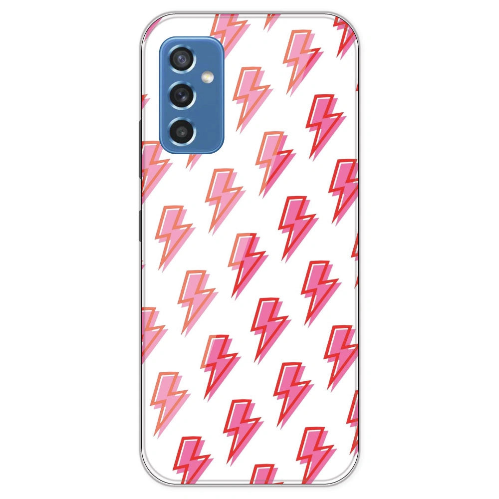 Pink Lightning Bolts - Clear Printed Silicone Case For Samsung Galaxy M52