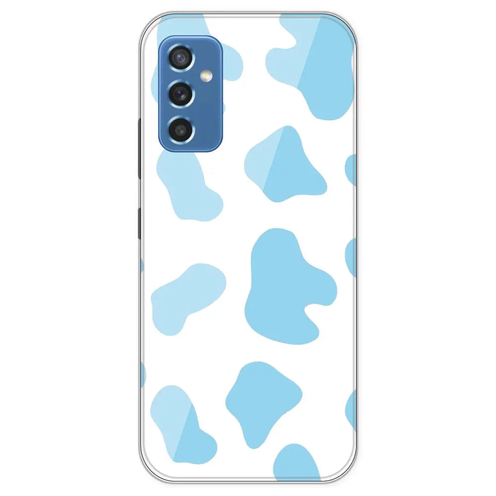 Blue Cow Print - Clear Printed Silicone Case For Samsung Galaxy M52