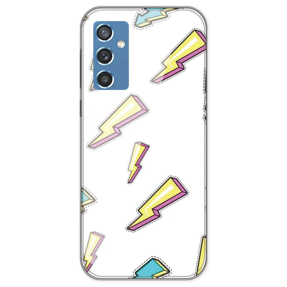 Lighting Bolts - Clear Printed Silicone Case For Samsung Galaxy M52