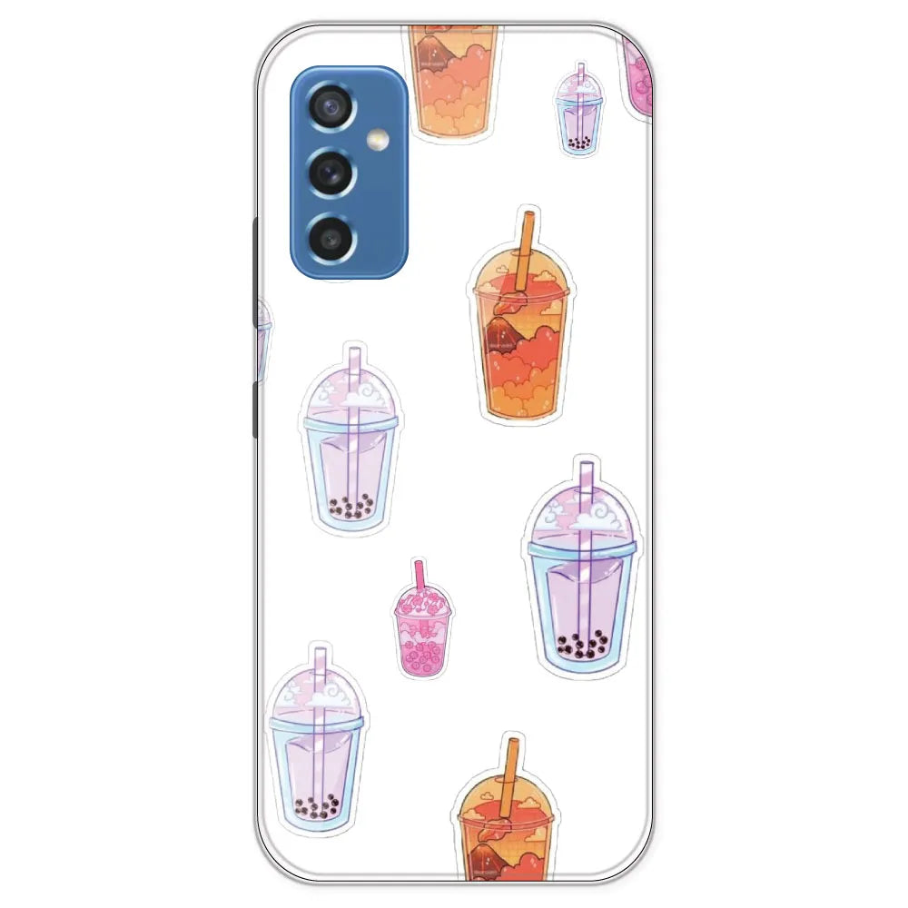 Bubble Tea - Clear Printed Silicone Case For Samsung Galaxy M52