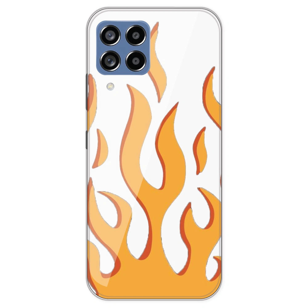 Orange Flames - Clear Printed Silicone Case For Samsung Galaxy M53