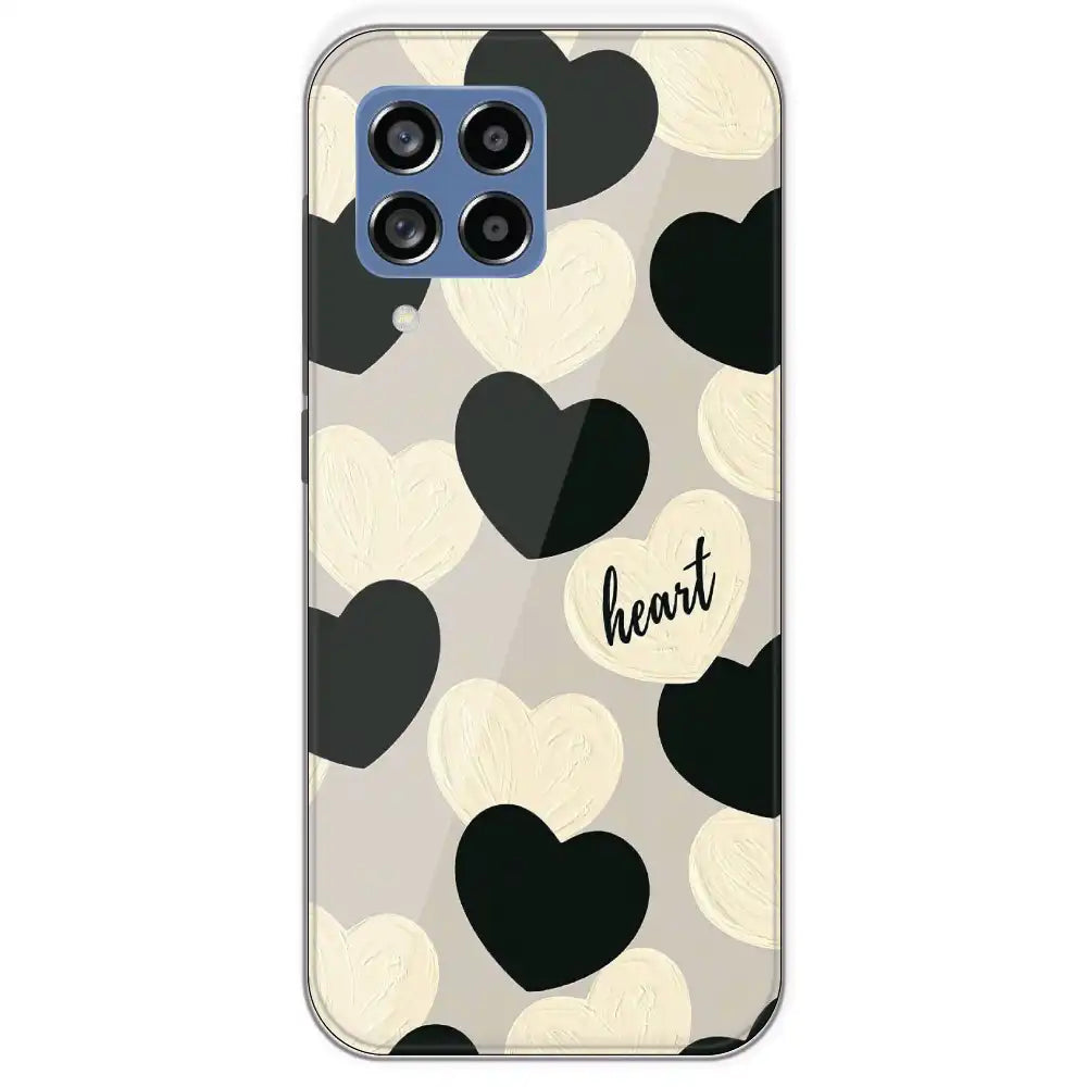 Black And White Heart - Printed Silicone Case For Samsung Galaxy M53