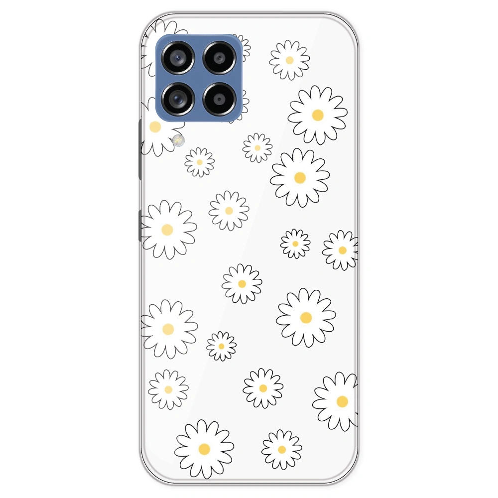 White Flowers - Clear Printed Silicone Case For Samsung Galaxy M53