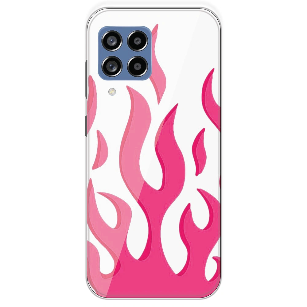 Pink Flames - Clear Printed Silicone Case For Samsung Galaxy M53