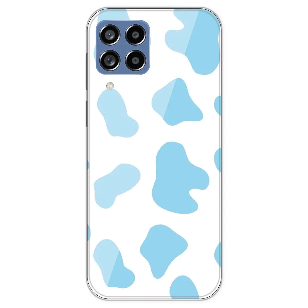 Blue Cow Print - Clear Printed Silicone Case For Samsung Galaxy M53