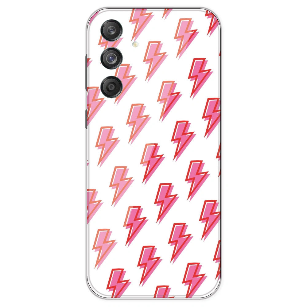 Pink Lightning Bolts - Clear Printed Silicone Case For Samsung Galaxy M55