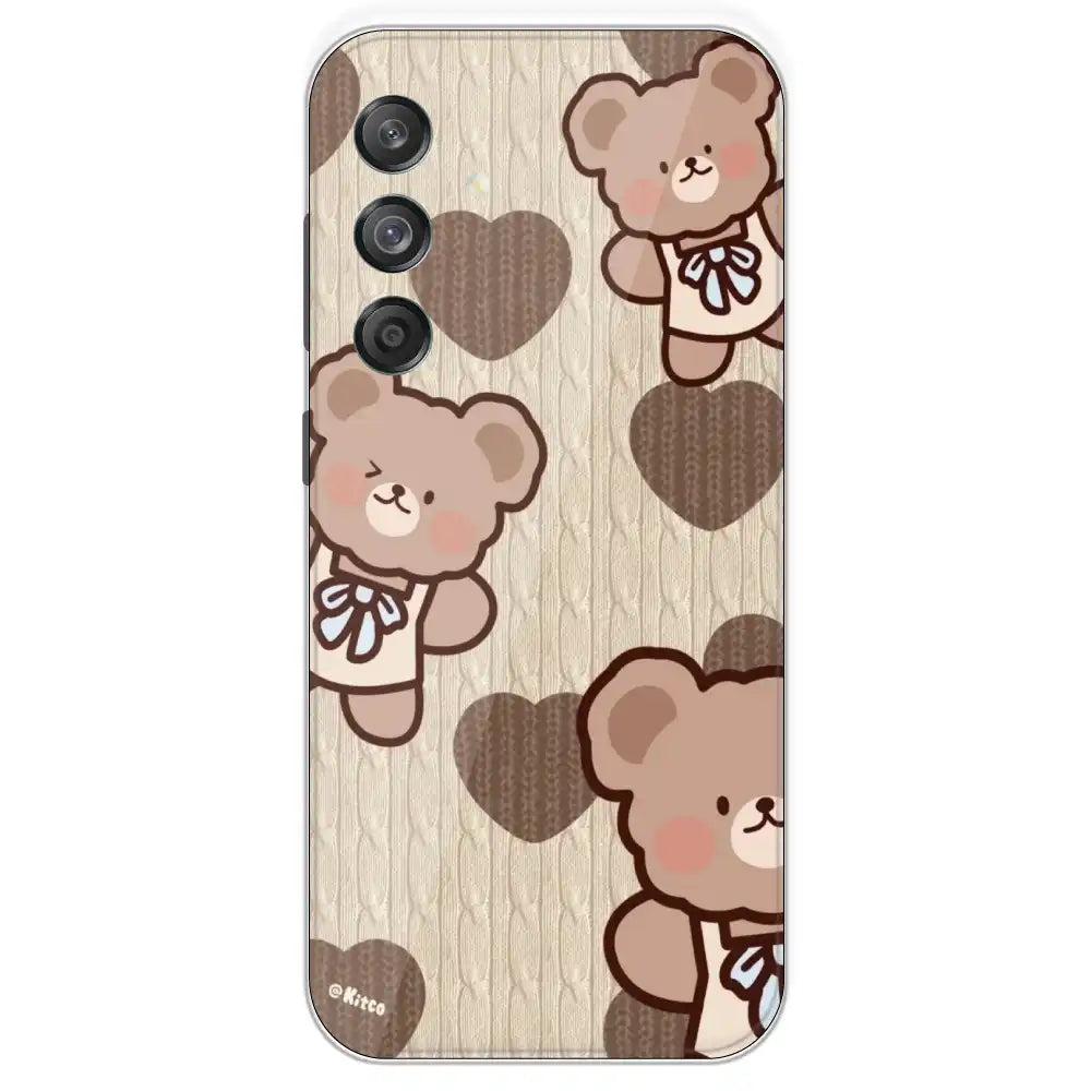 Teddy Heart - Printed Silicone Case For Samsung Galaxy M55