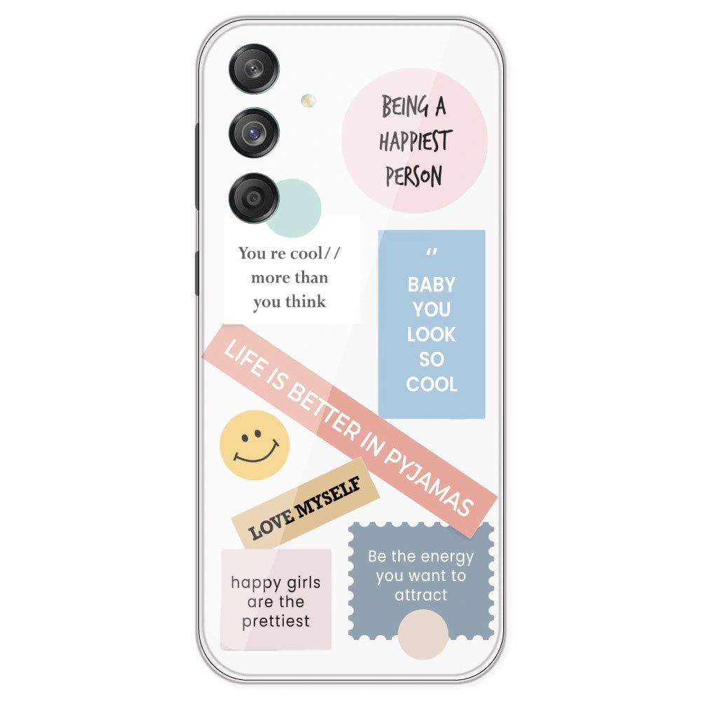 Be Happy - Clear Printed Silicone Case For Samsung Galaxy M55