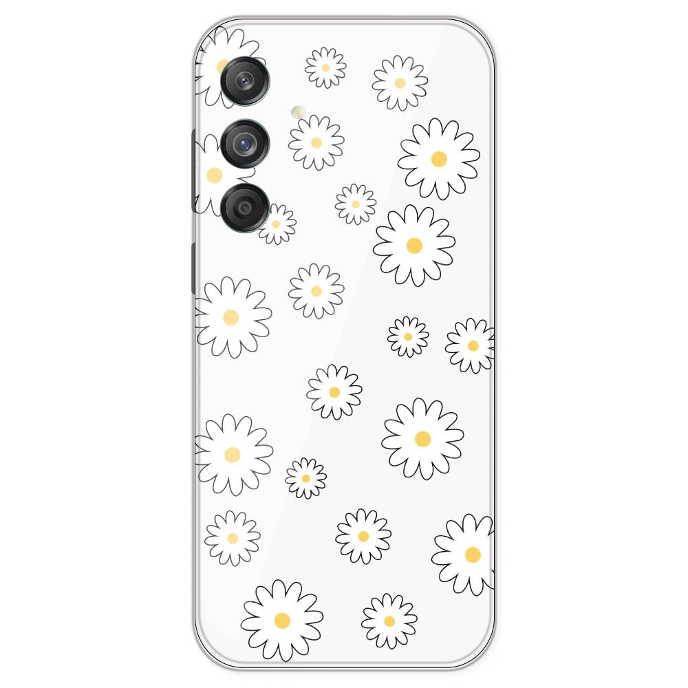 White Flowers - Clear Printed Silicone Case For Samsung Galaxy M55