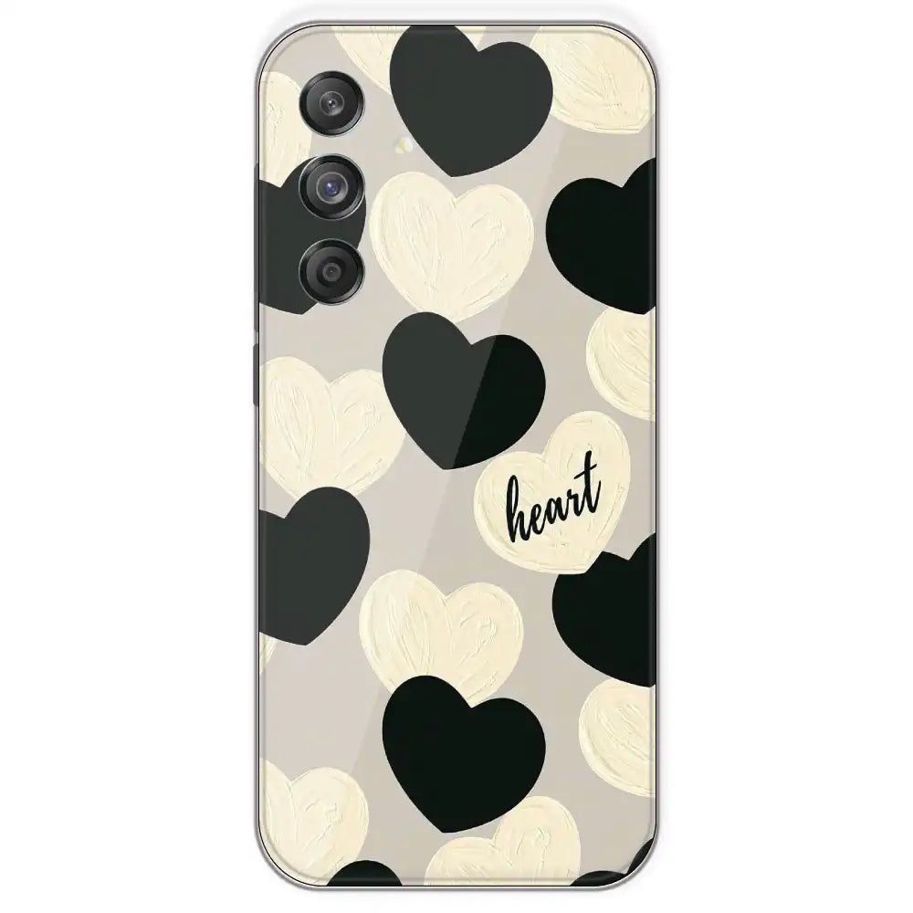 Black And White Heart - Printed Silicone Case For Samsung Galaxy M55