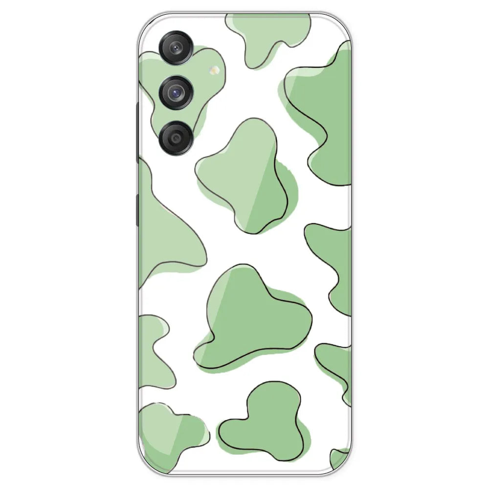 Green Cow Print - Clear Printed Silicone Case For Samsung Galaxy M55