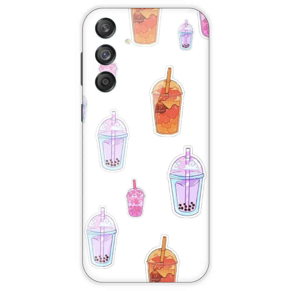 Bubble Tea - Clear Printed Silicone Case For Samsung Galaxy M55