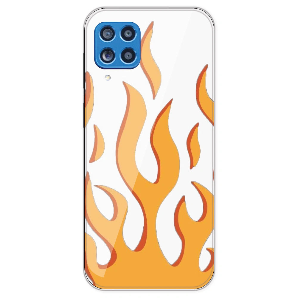 Orange Flames - Clear Printed Silicone Case For Samsung Galaxy M62