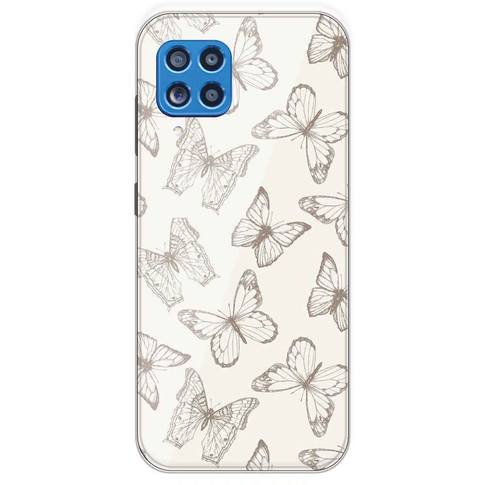 White Butterflies - Printed Silicone Case For Samsung Galaxy M62