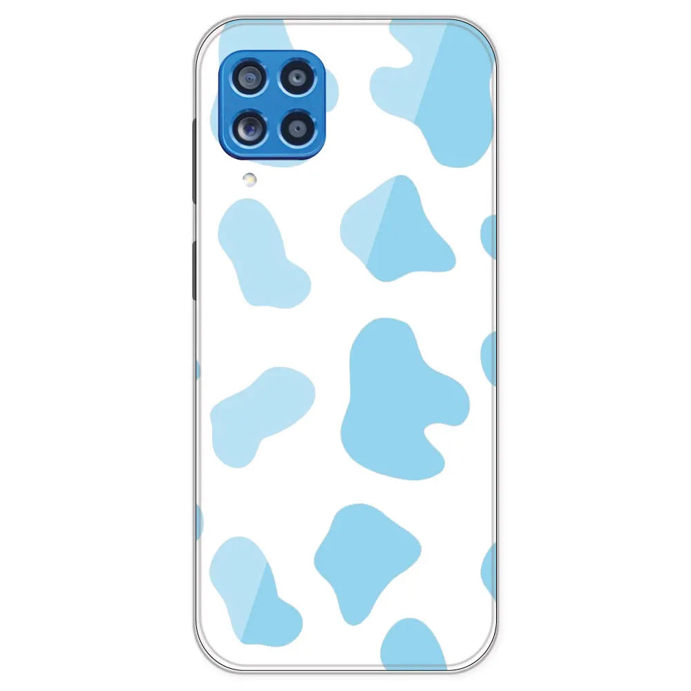 Blue Cow Print - Clear Printed Silicone Case For Samsung Galaxy M62