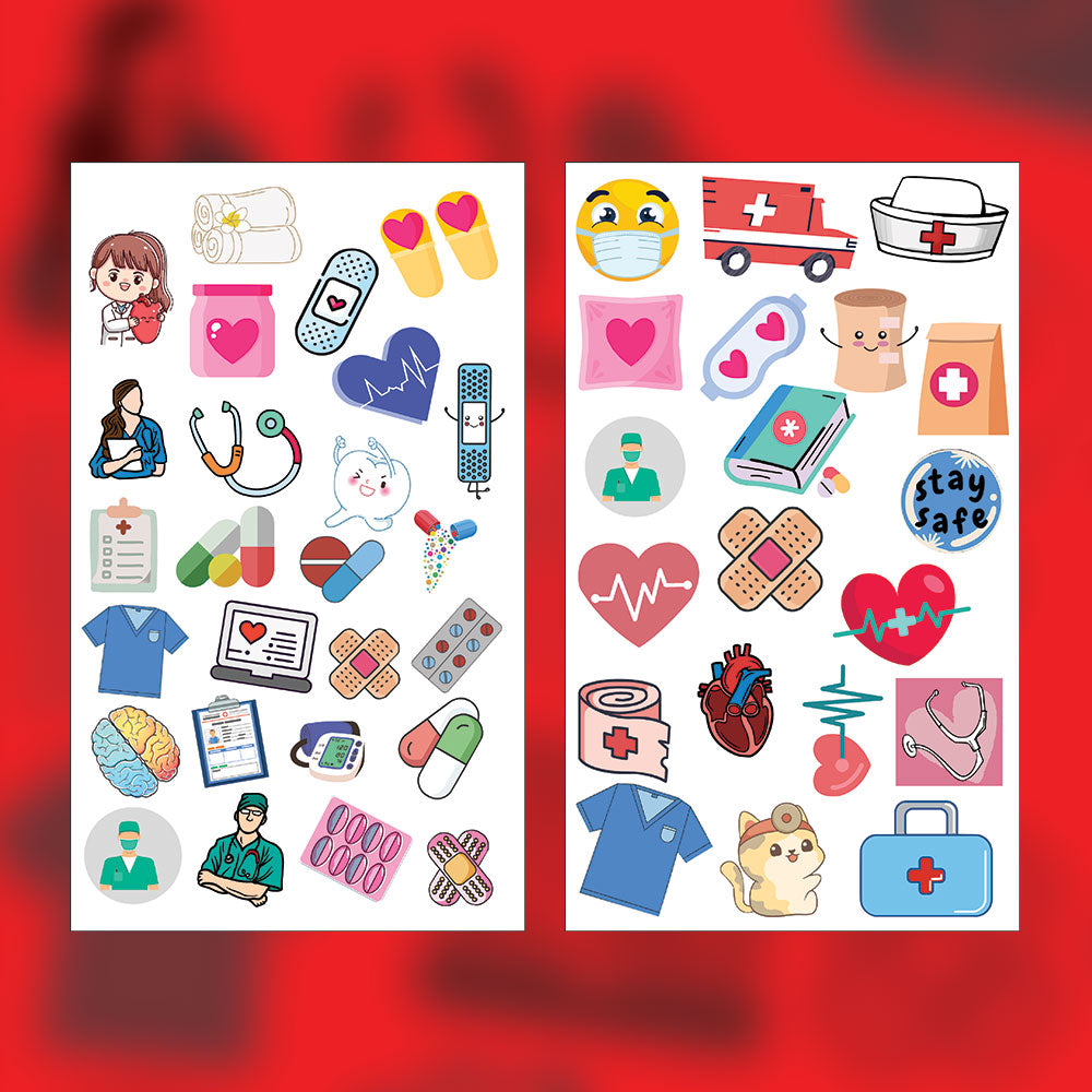 Medical Sticker Bundle – 46 Waterproof Aesthetic Stickers