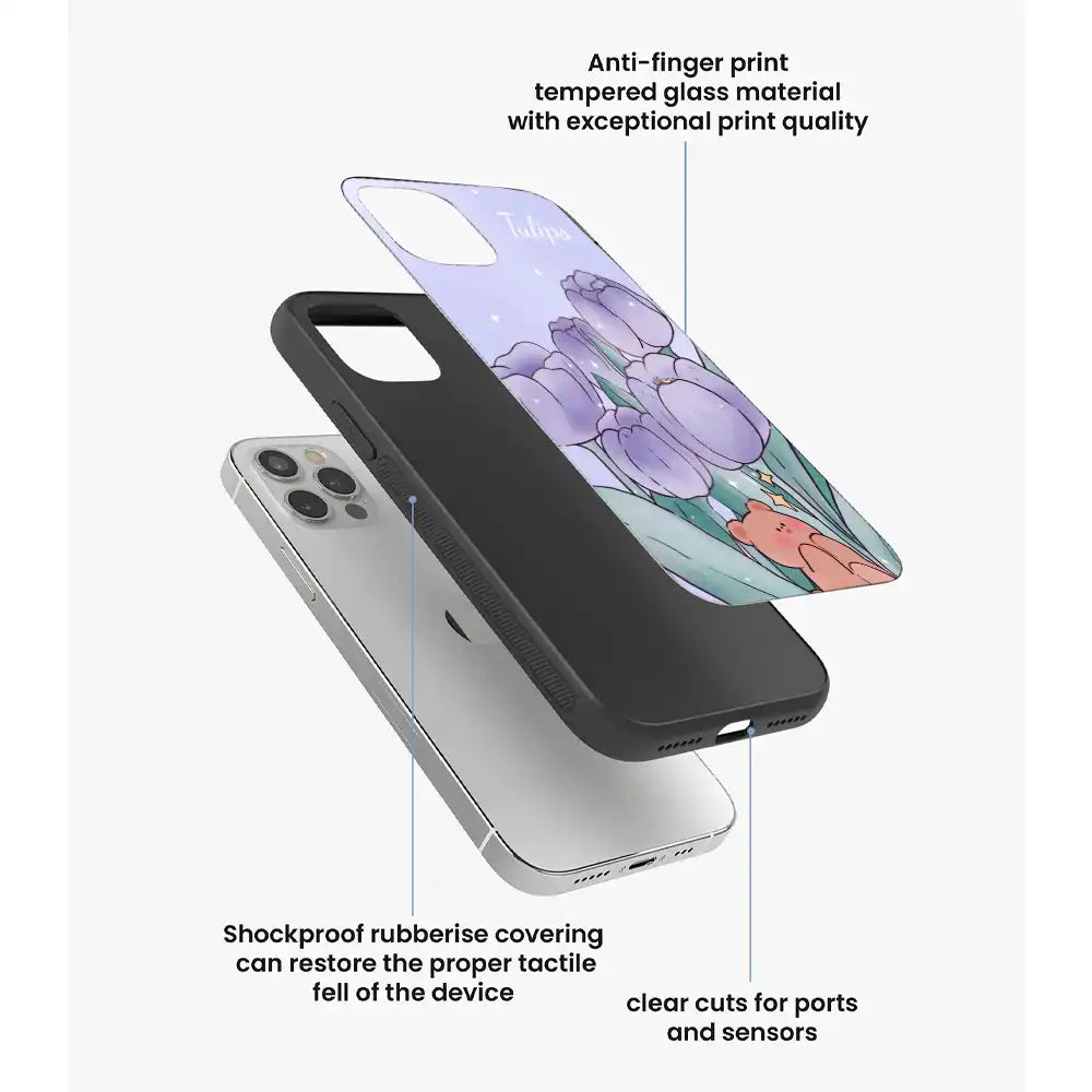 Tulip Bear Dreamscape - Glass Case For Apple iPhone Infographic