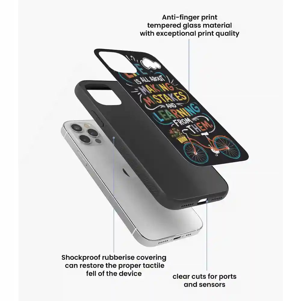 Motivational Quote Bicycle Art - Glass Case For Apple iPhone Infographic