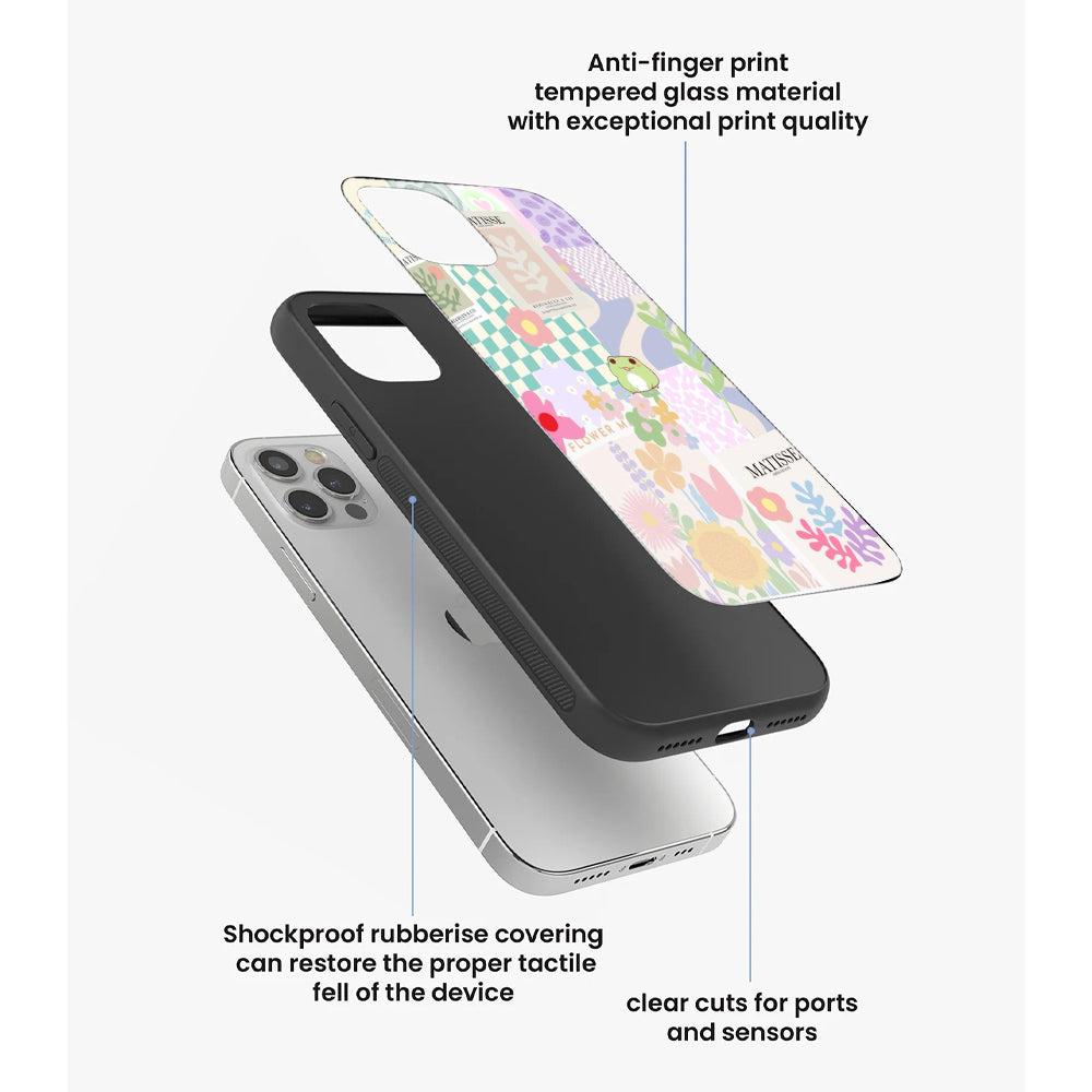 Cute Pastel Floral Collage Art - Glass Case For Apple iPhone Infographic