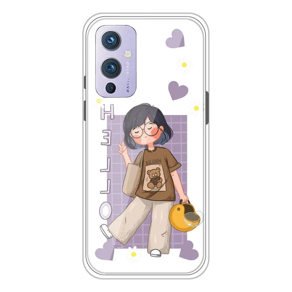 Hello - Clear Printed Silicone Case For OnePlus 9