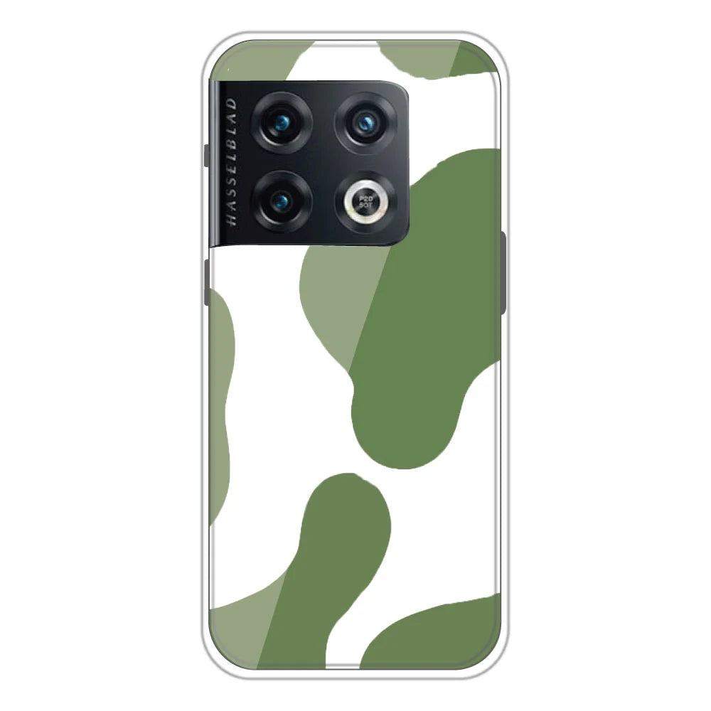 Olive Green Cow Print - Clear Printed Silicone Case For OnePlus Models
