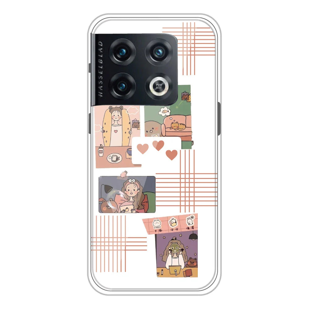 Cute Girl Collage - Clear Printed Silicone Case For OnePlus 10 Pro