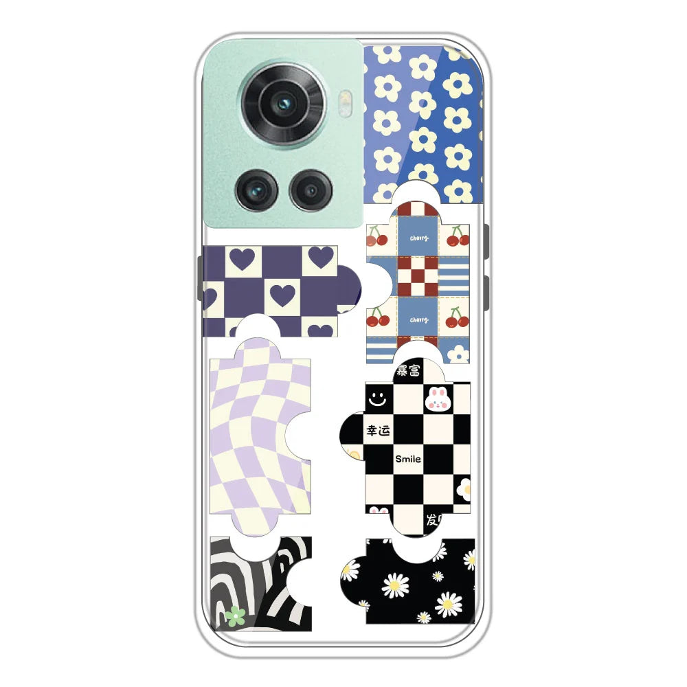 Puzzles - Clear Printed Silicone Case For OnePlus 10 R