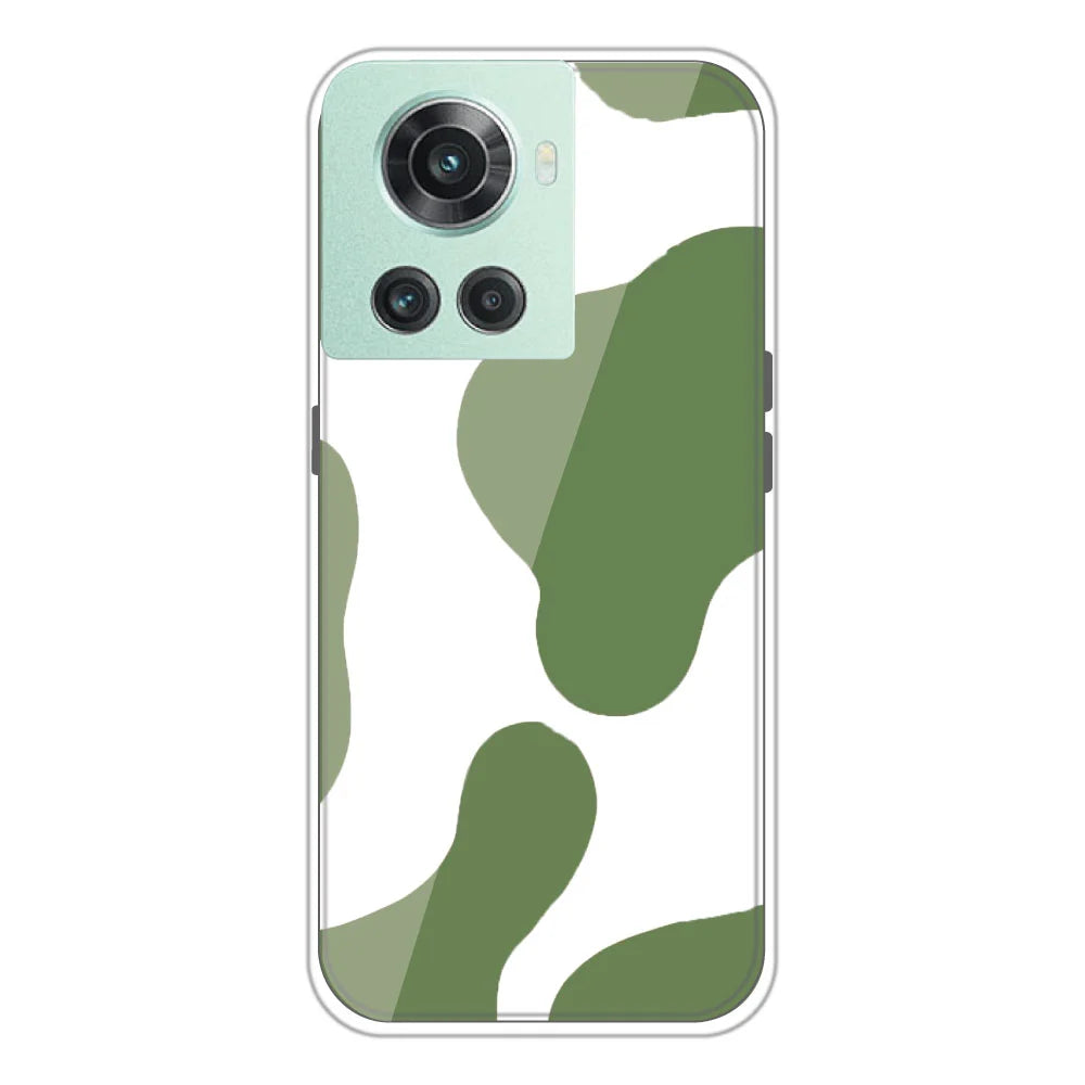Olive Green Cow Print - Clear Printed Silicone Case For OnePlus Models