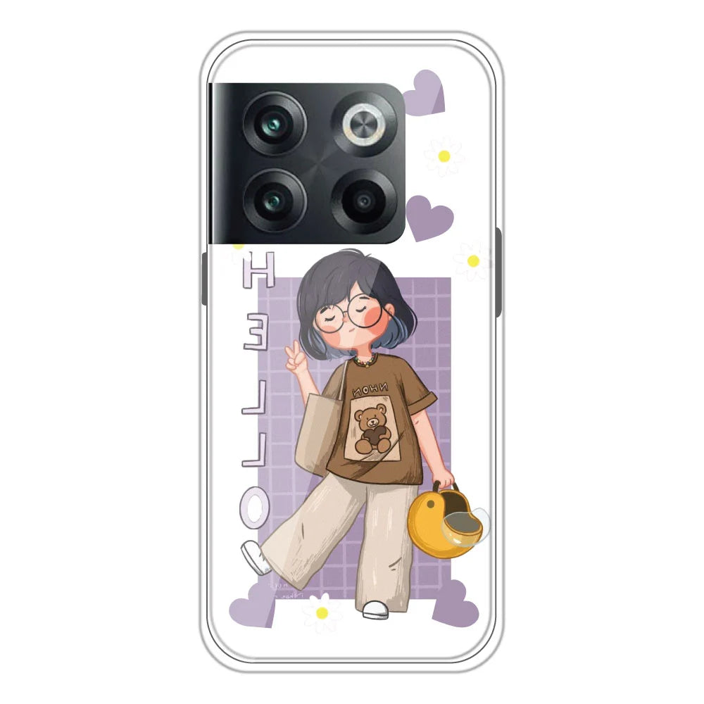 Hello - Clear Printed Silicone Case For OnePlus 10T