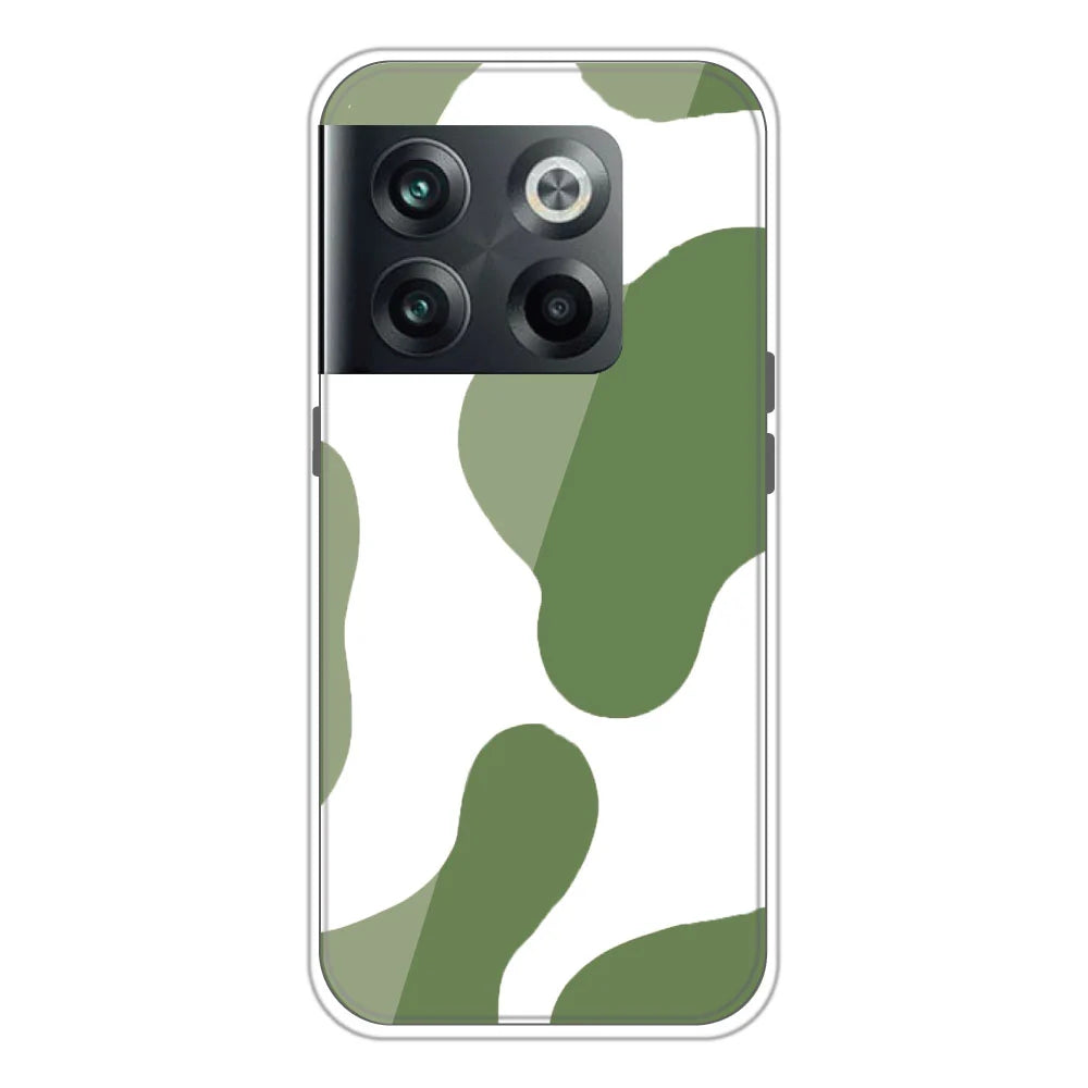 Olive Green Cow Print - Clear Printed Silicone Case For OnePlus Models