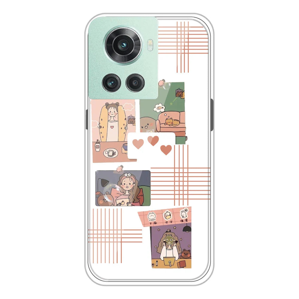 Cute Girl Collage - Clear Printed Silicone Case For OnePlus Models