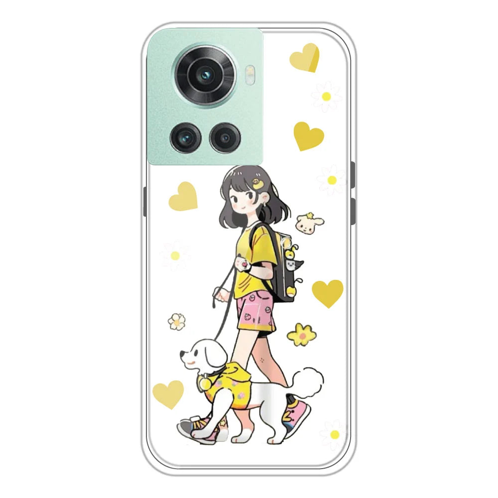 Yellow Girl - Clear Printed Silicone Case For OnePlus 10R