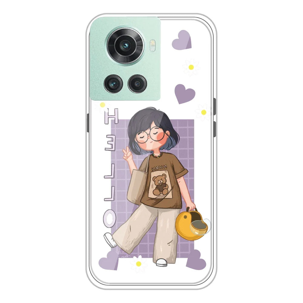 Hello - Clear Printed Silicone Case For OnePlus 10R