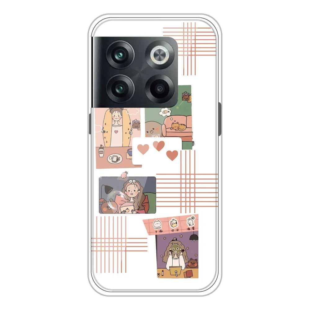 Cute Girl Collage - Clear Printed Silicone Case For OnePlus 10T