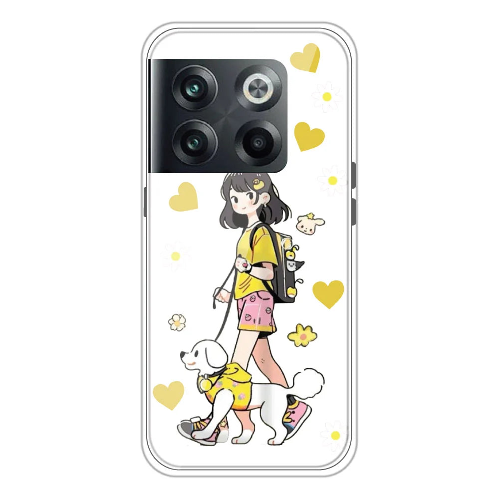 Yellow Girl - Clear Printed Silicone Case For OnePlus 10T