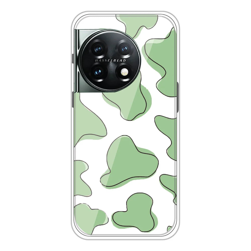 Green Patch - Clear Printed Silicone Case For OnePlus 11