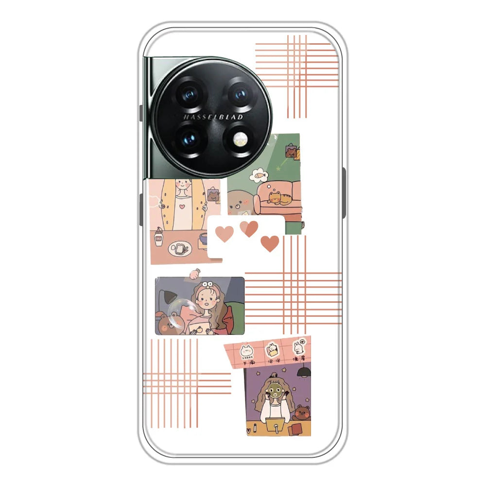 Cute Girl Collage - Clear Printed Silicone Case For OnePlus 11