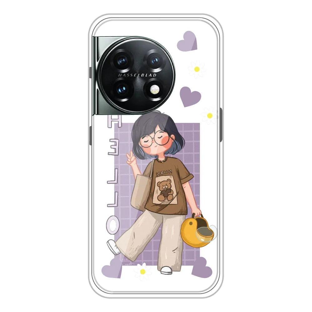 Hello - Clear Printed Silicone Case For OnePlus 11
