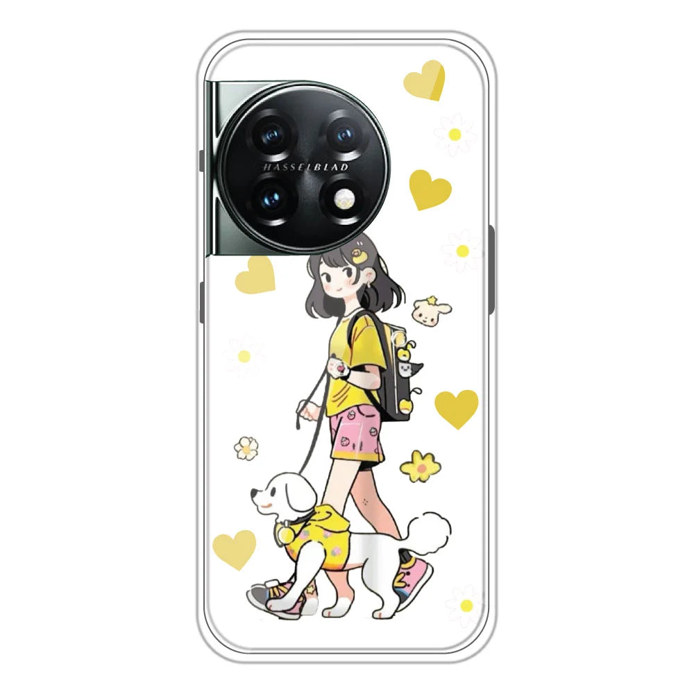 Yellow Girl - Clear Printed Silicone Case For OnePlus 11