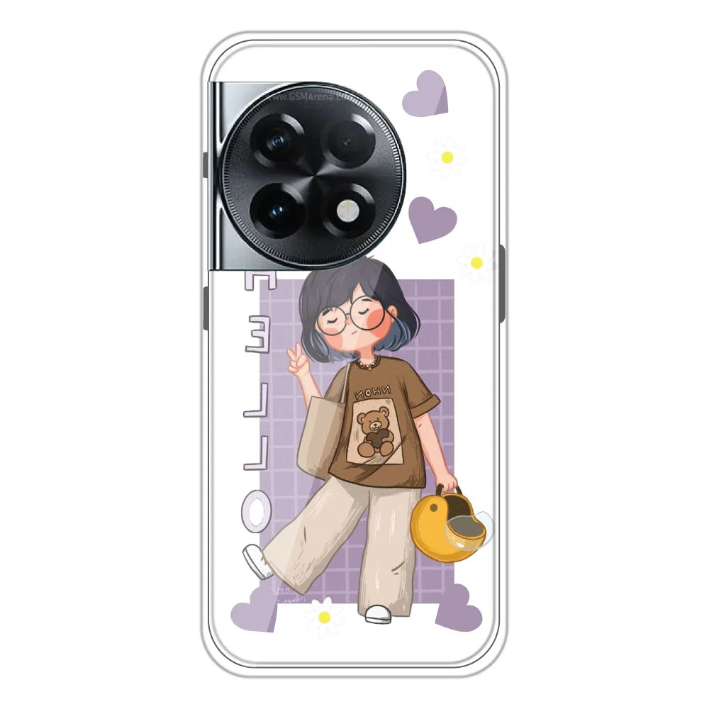 Hello - Clear Printed Silicone Case For OnePlus 11R