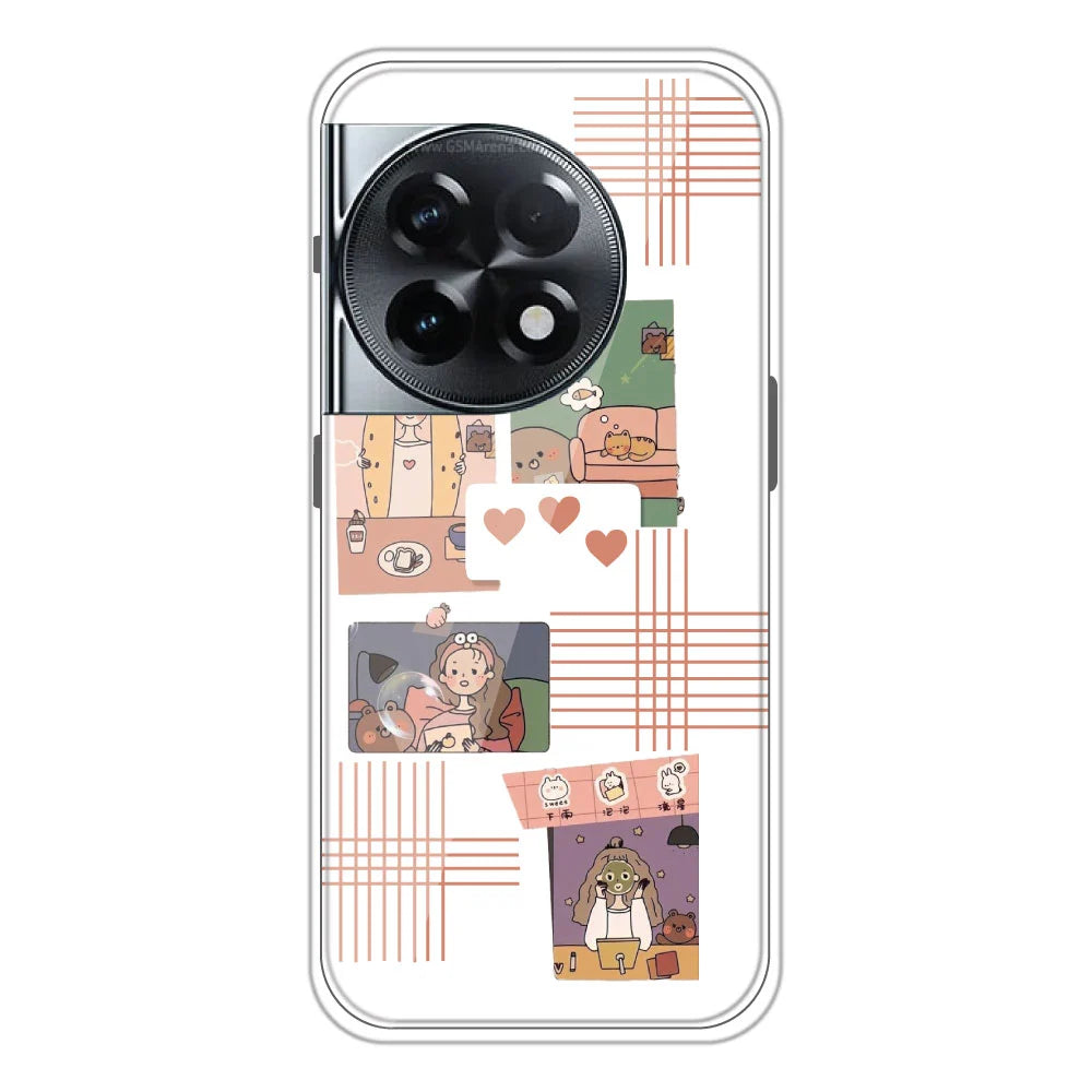 Cute Girl Collage - Clear Printed Silicone Case For OnePlus 11R