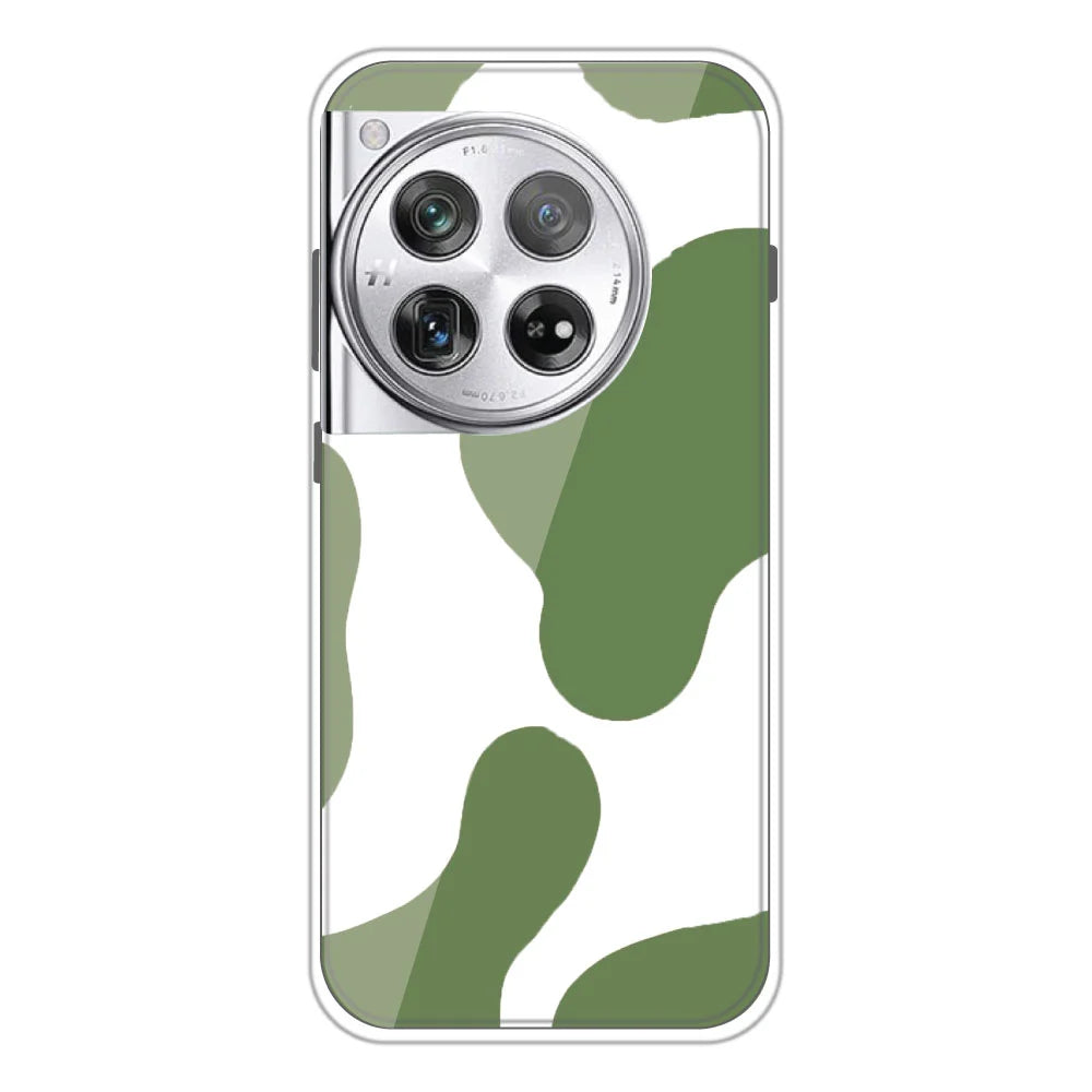 Olive Green Cow Print - Clear Printed Silicone Case For OnePlus Models