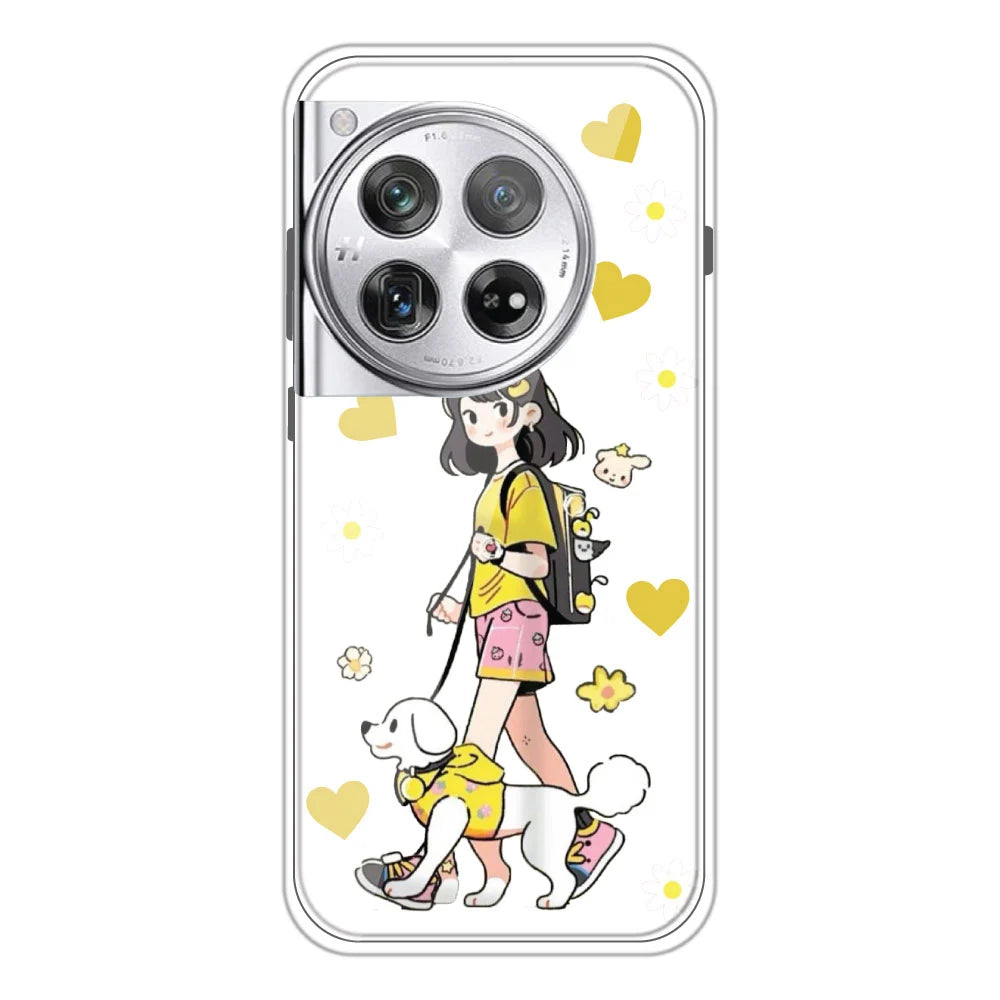 Yellow Girl - Clear Printed Silicone Case For OnePlus 12