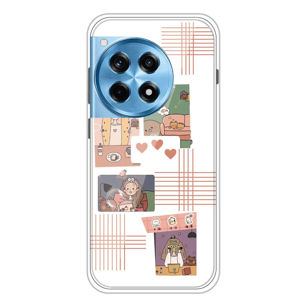 Cute Girl Collage - Clear Printed Silicone Case For OnePlus 12R